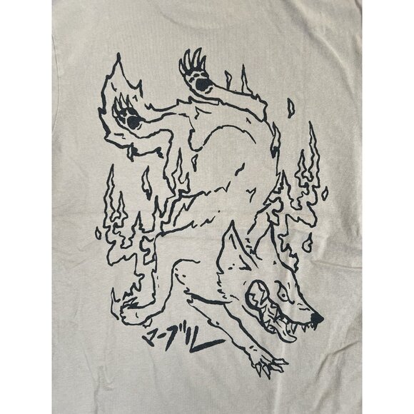 Marble Soda Marble Wolf Graphic T-Shirt Tan Size Men’s Small Double Sided Yokai - Picture 6 of 7